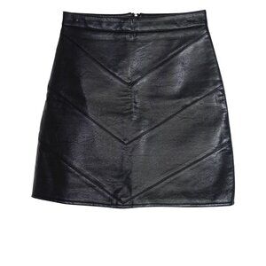 Twik Black Faux Leather Mini Pencil Skirt Women Size XS Zipper Closure FLAW